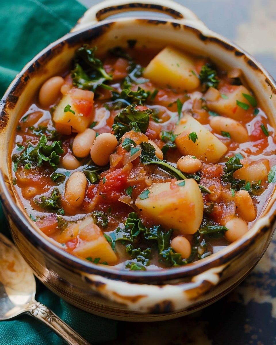 Smoky and Spicy White Bean Stew with Potatoes & Kale
