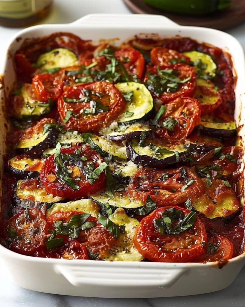 Baked Ratatouille with Tomatoes, Zucchini, and Eggplant