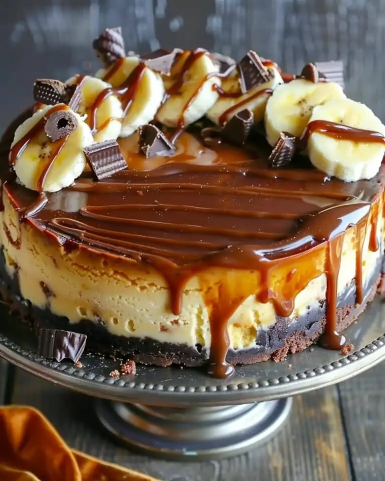 Banana Caramel Peanut Butter Cheesecake