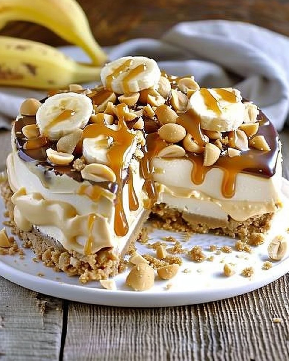 Banana Caramel Peanut Butter Cheesecake
