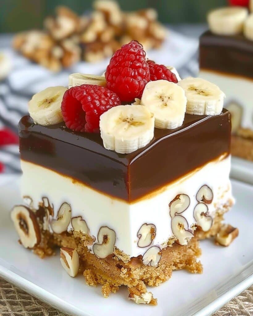 Banana Walnut Caramel Cold Cake (No-Bake)
