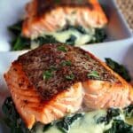 Blackened Salmon Stuffed with Spinach & Parmesan