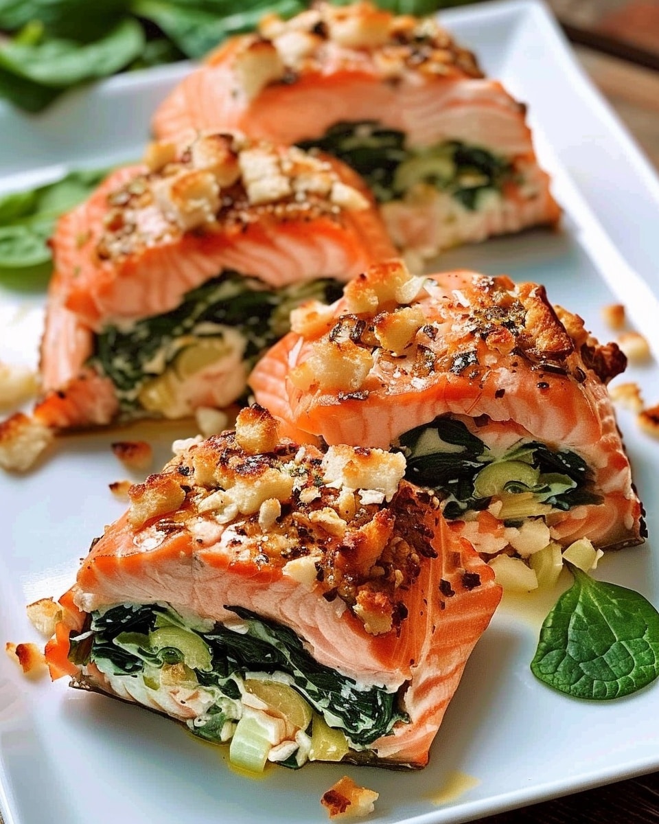 Blackened Salmon Stuffed with Spinach & Parmesan