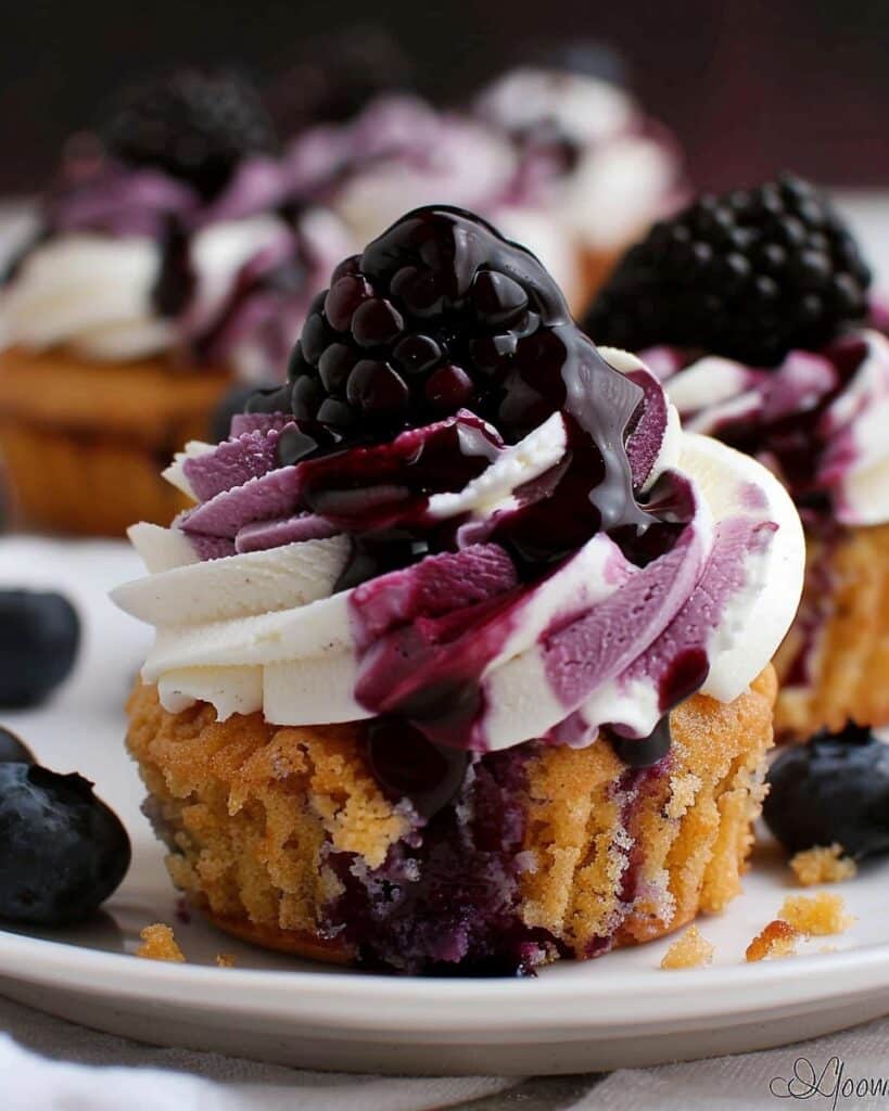 Blueberry Cheesecake Ice Cream Cupcakes