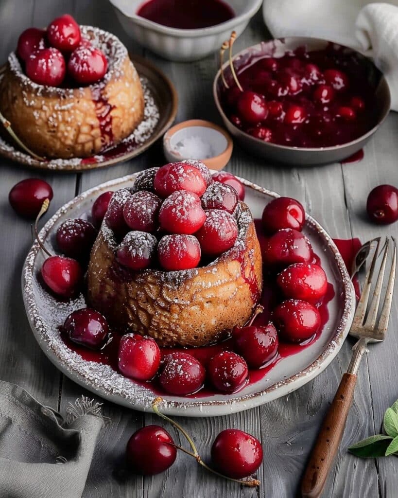 Brown Butter Hazelnut Financiers with Warm Cherry Compote