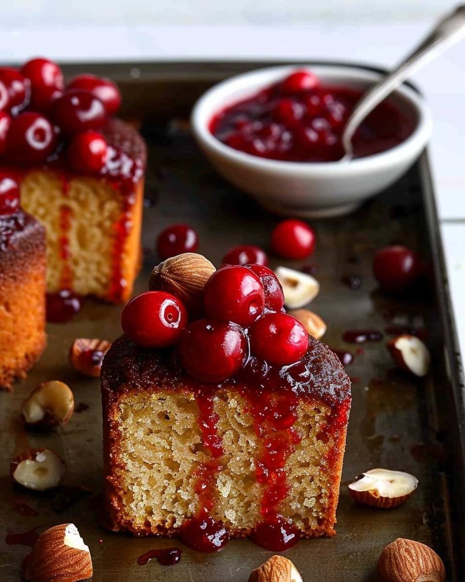 Brown Butter Hazelnut Financiers with Warm Cherry Compote