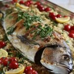 Easy Ouzo Mediterranean Sea Bass with Bulgur and Tomato