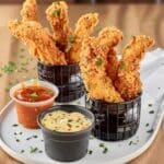 Crispy Chicken Strips with 4 Flavorful Dipping Sauces