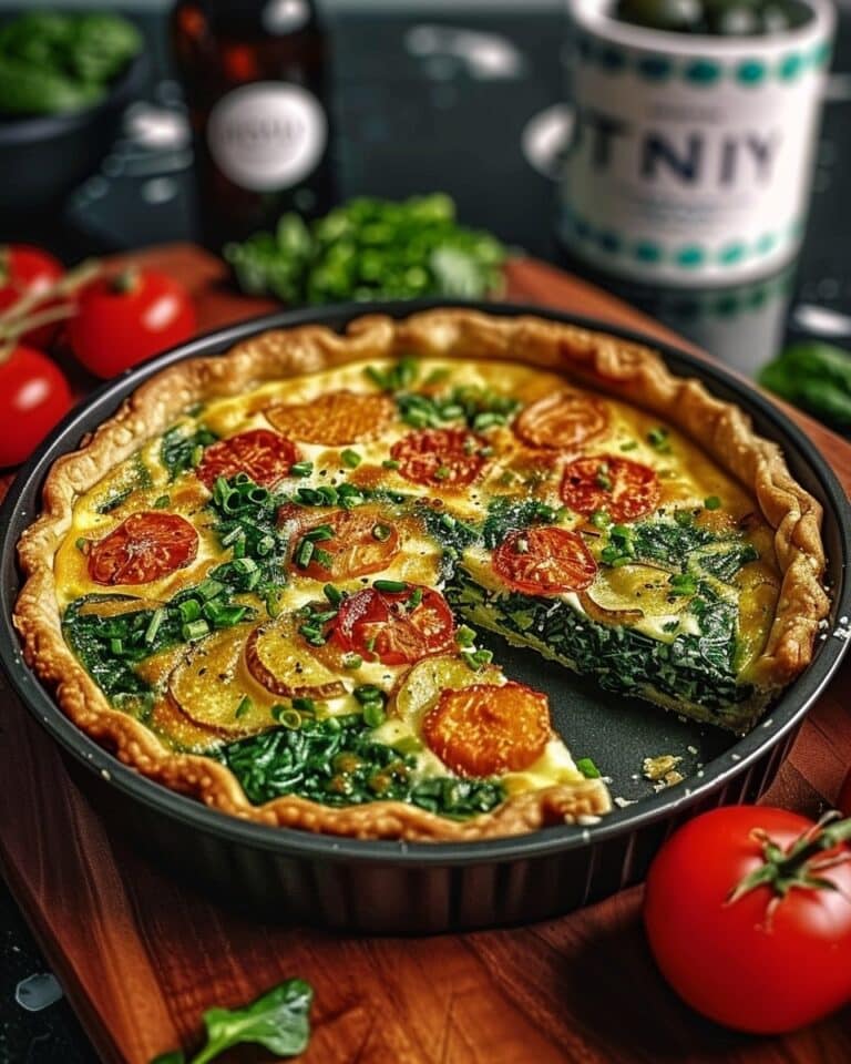 Cheesy Potato & Spinach Quiche (No Crust)