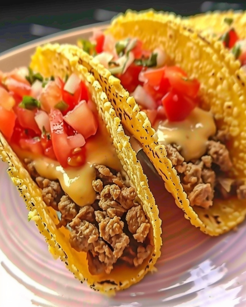 Cheesy Rotel Beef Tacos