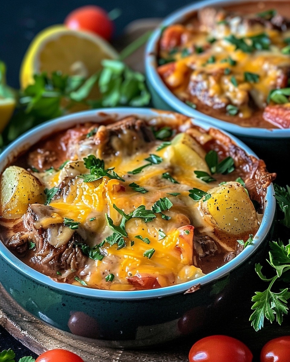 Crockpot Loaded Steak and Potato Bake