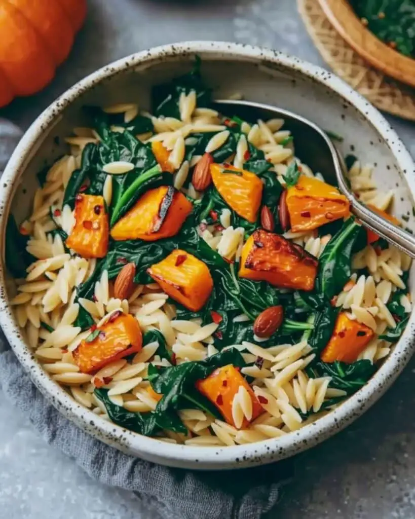 Creamy Orzo with Roasted Butternut Squash and Spinach