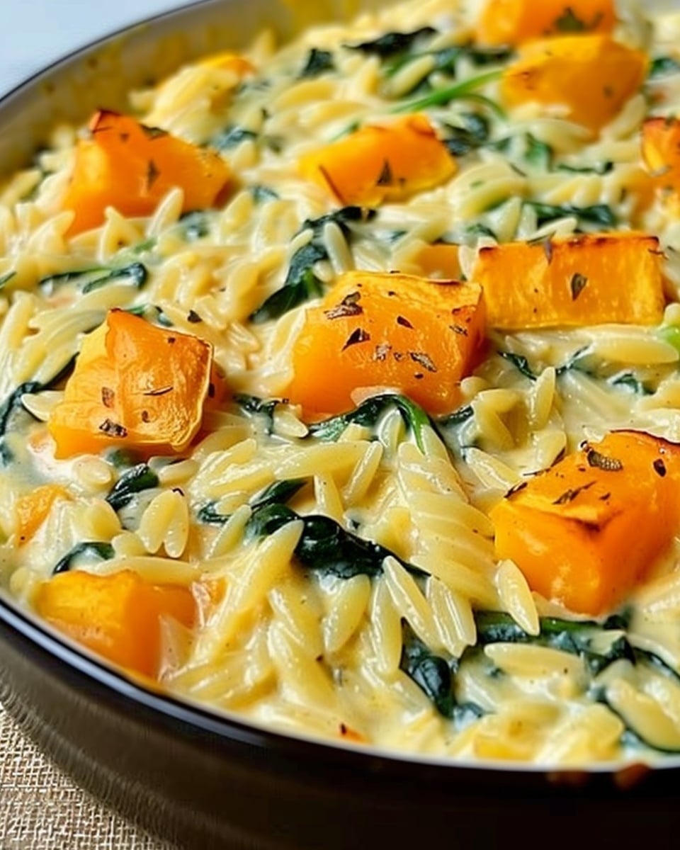 Creamy Orzo with Roasted Butternut Squash and Spinach