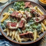 Creamy Steak Bites Penne with Broccoli & Cheddar Alfredo