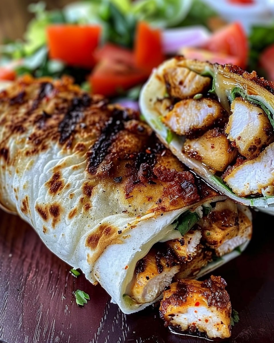 Crispy Baked Hot Honey Feta Chicken Wrap with Garlic Sauce Drizzle