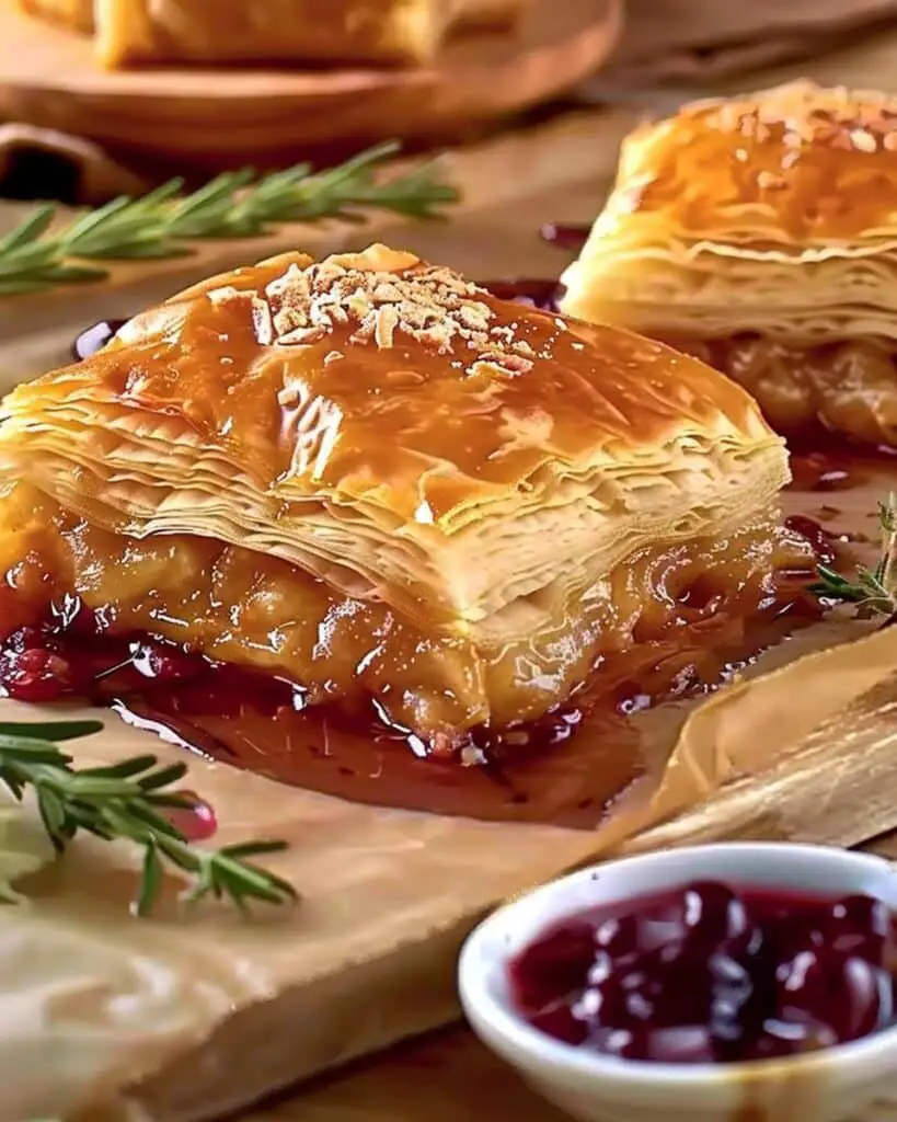 Crispy Phyllo Layers with Brie, Cranberries, and Pecans