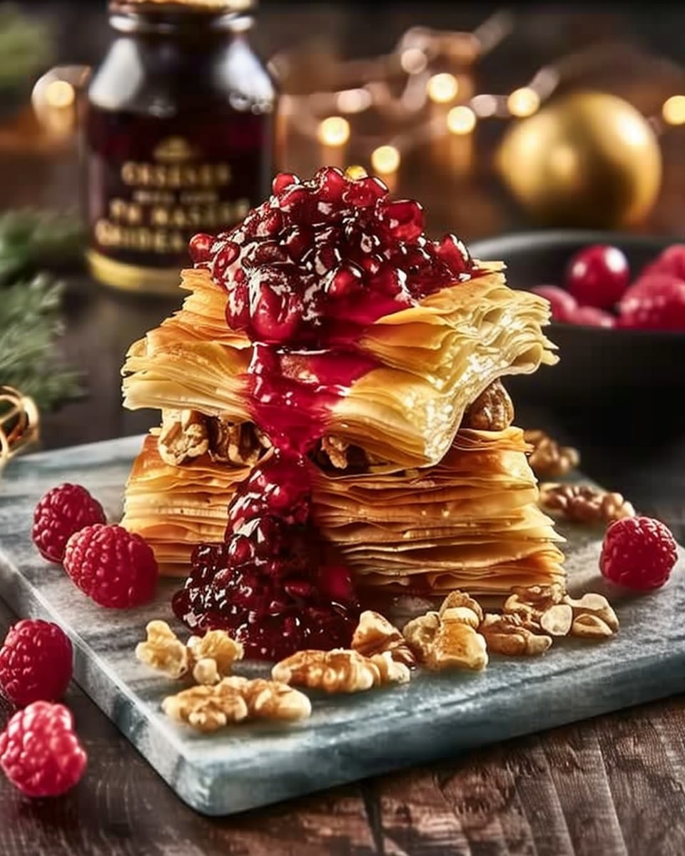 Crispy Phyllo Layers with Brie, Cranberries, and Pecans