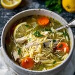 Crockpot Lemon Chicken Orzo Soup with 36g Protein per Serving