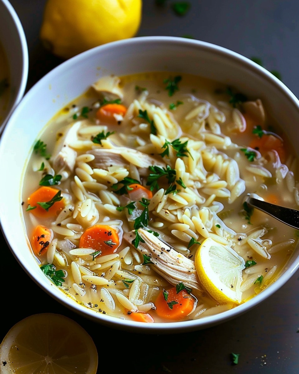 Crockpot Lemon Chicken Orzo Soup with 36g Protein per Serving