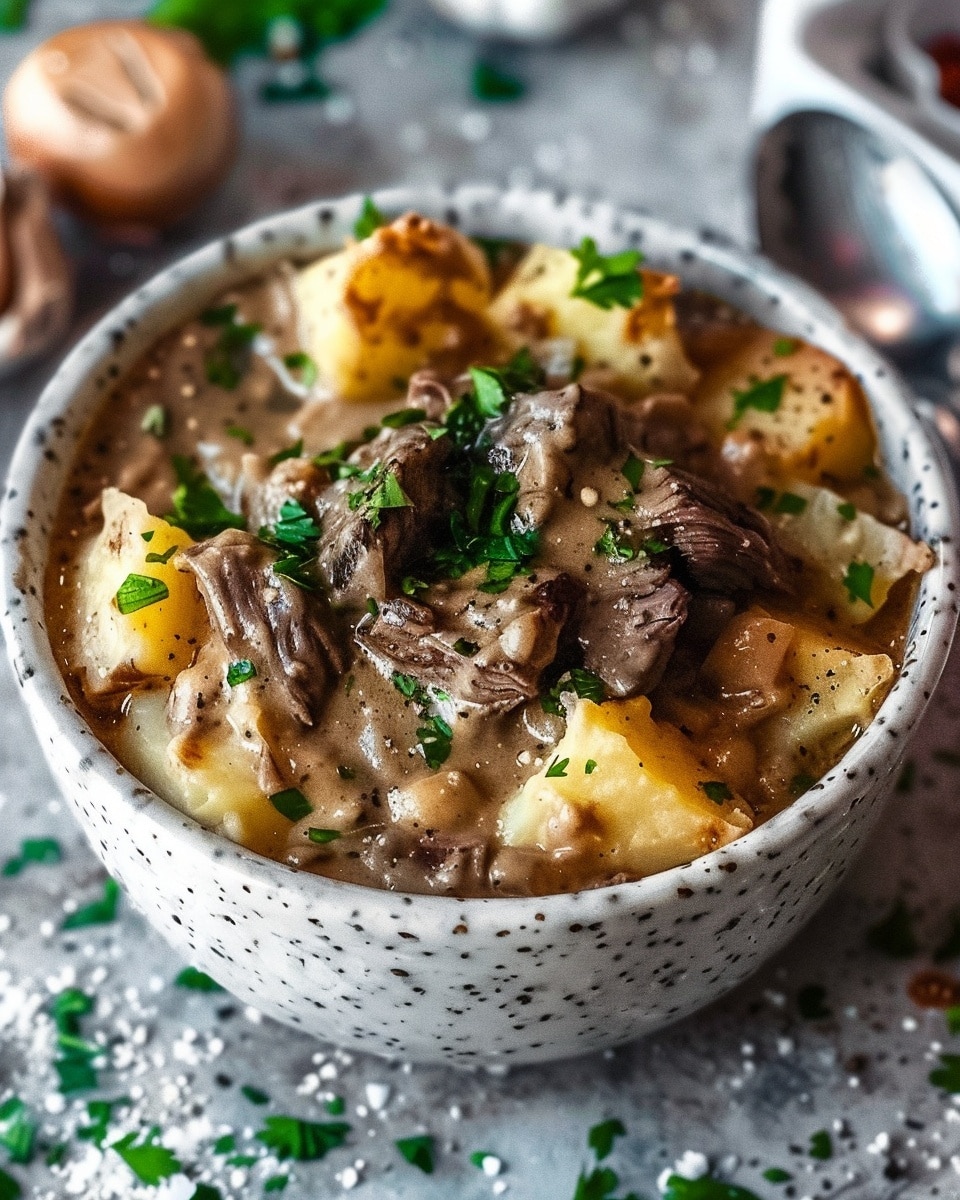 Crockpot Loaded Steak and Potato Bake