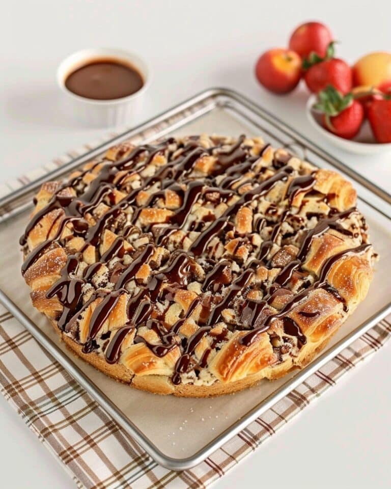 Croissant Bread Pudding with Chocolate Sauce
