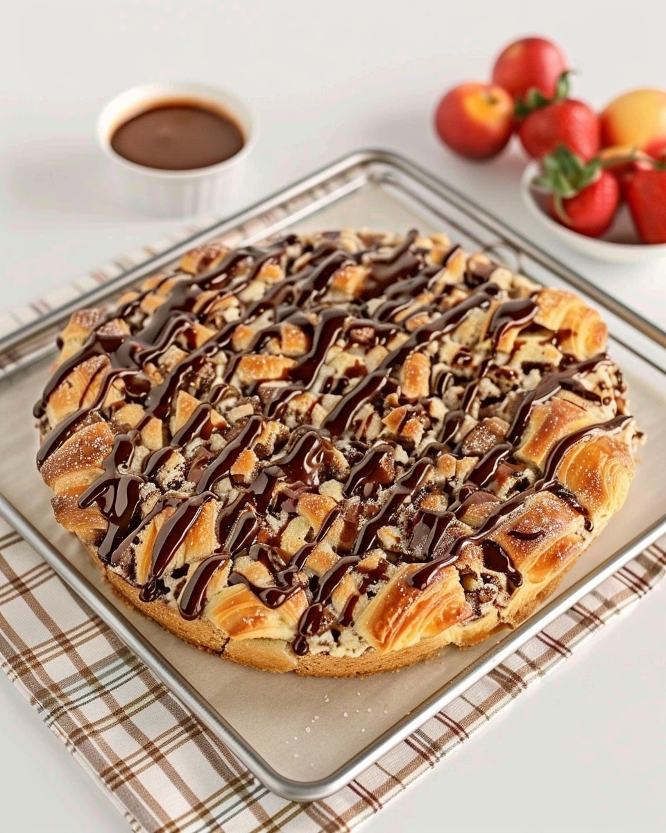 Croissant Bread Pudding with Chocolate Sauce