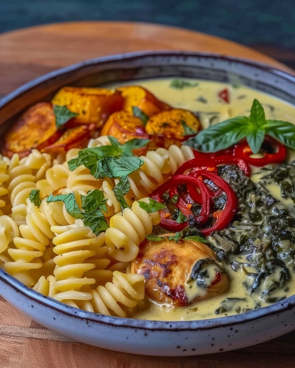 Curry Chicken Plate with Yams & Creamy Pasta