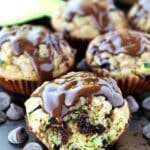 Peanut Butter Drizzled Zucchini Chocolate Chip Muffins