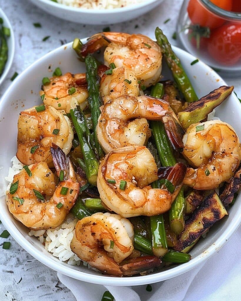 Garlic Butter Shrimp & Roasted Veggies Bowl