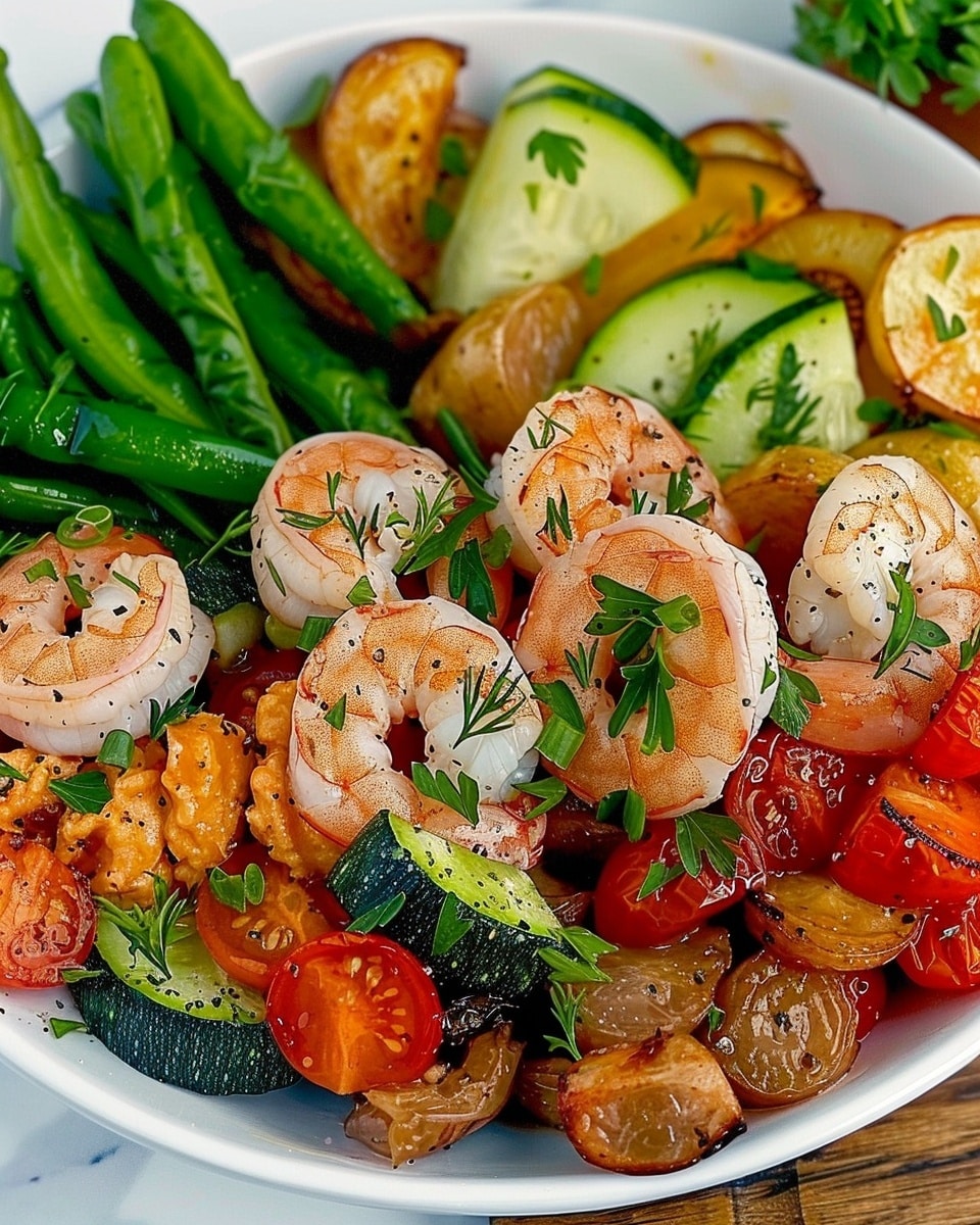 Garlic Butter Shrimp & Roasted Veggies Bowl