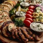 Greek Grilled Chicken Gyro Grazing Board with Feta Dip