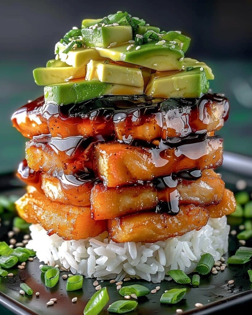 Honey Lime Chicken & Avocado Rice Stack