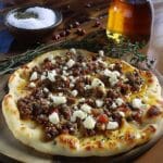 Mediterranean Ground Beef Flatbread with Creamy Hot Honey Feta Sauce