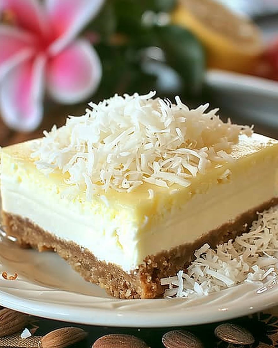No Bake Lemon Coconut Cheesecake Bars