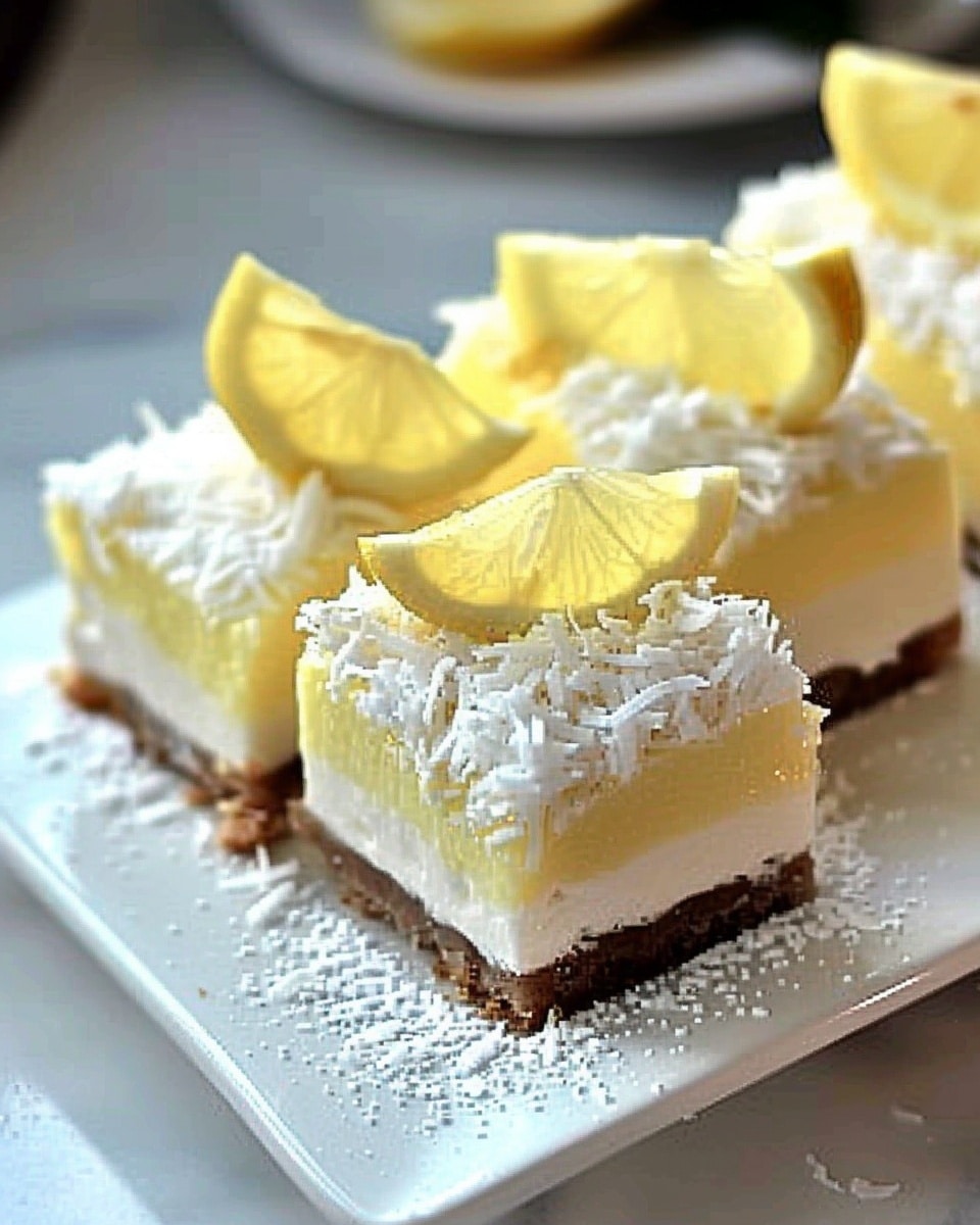 No Bake Lemon Coconut Cheesecake Bars