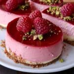 Raspberry Pistachio No-Bake Cheesecake