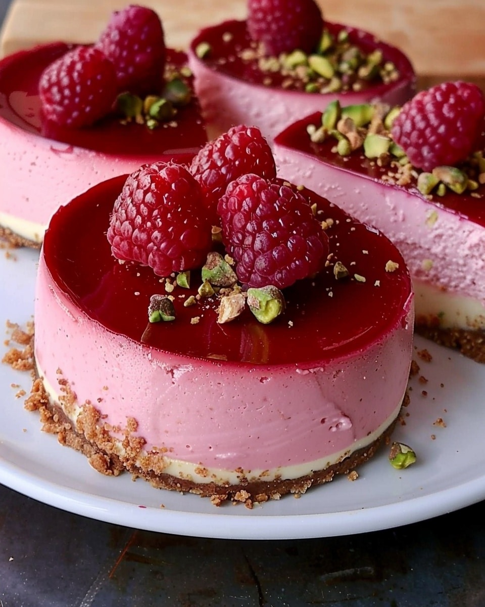 Raspberry Pistachio No-Bake Cheesecake