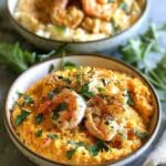 Red Snapper, Shrimp & Grits with a Cajun Cream Sauce