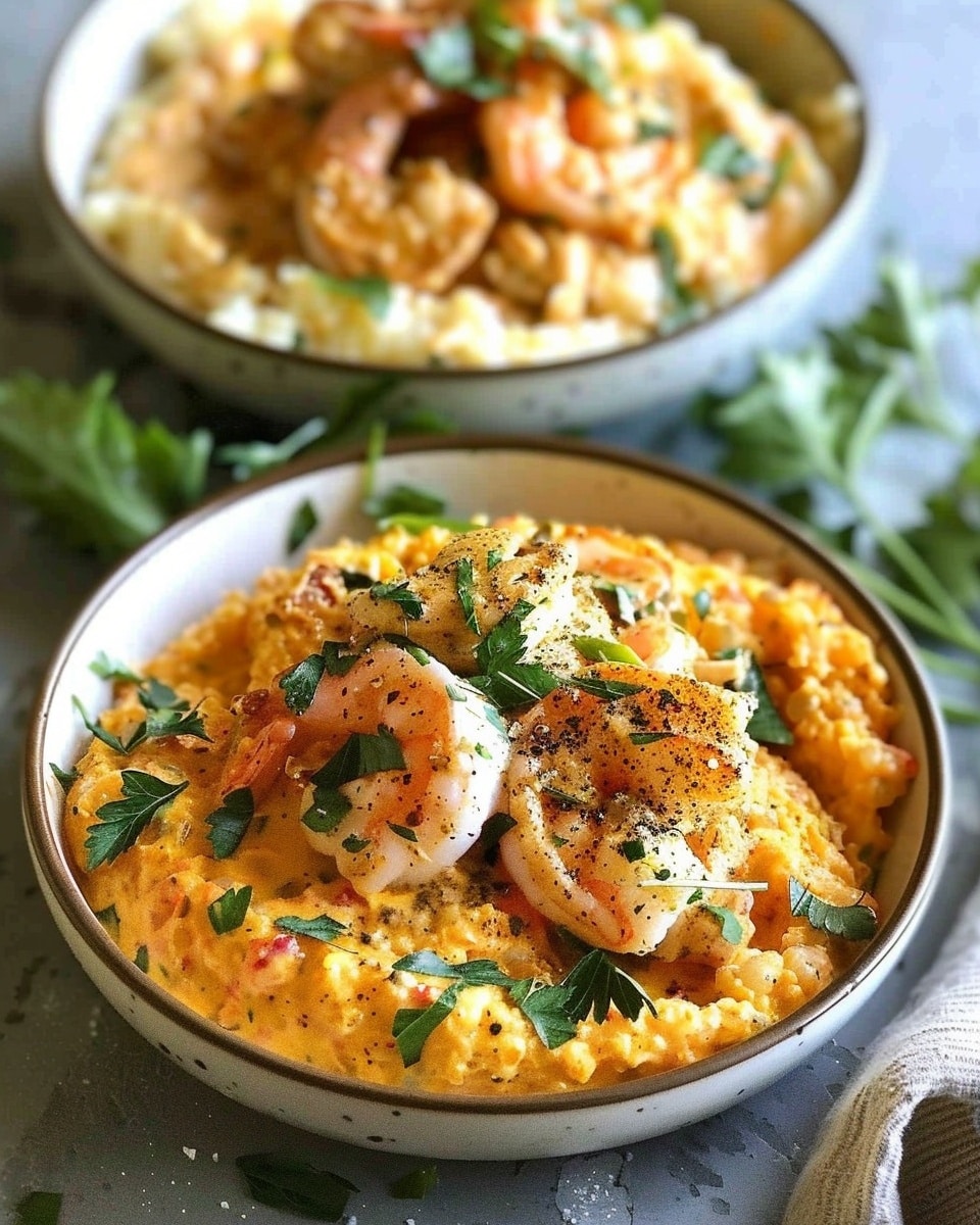 Red Snapper, Shrimp & Grits with a Cajun Cream Sauce