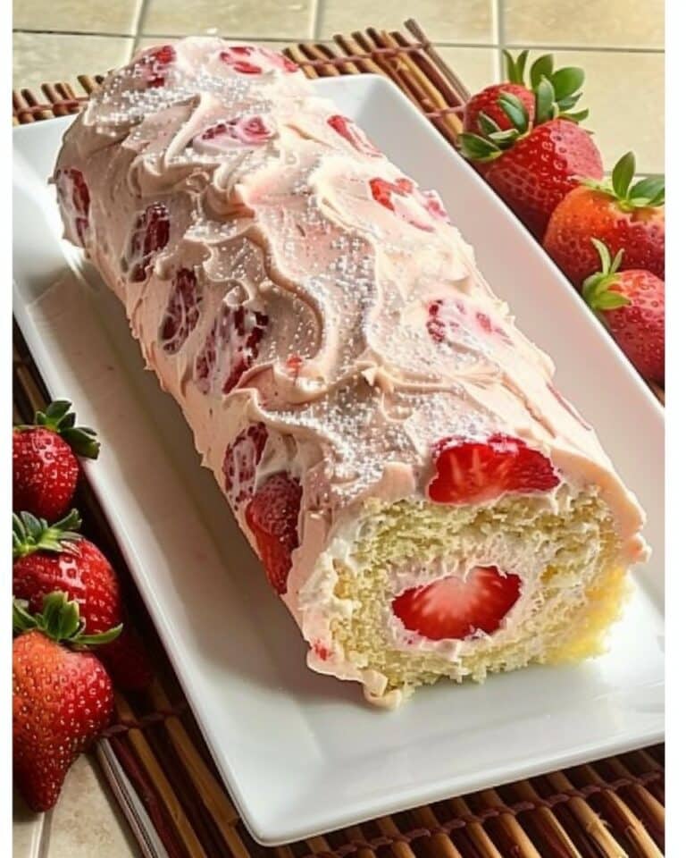 Strawberry Cake Roll and Strawberry Dessert