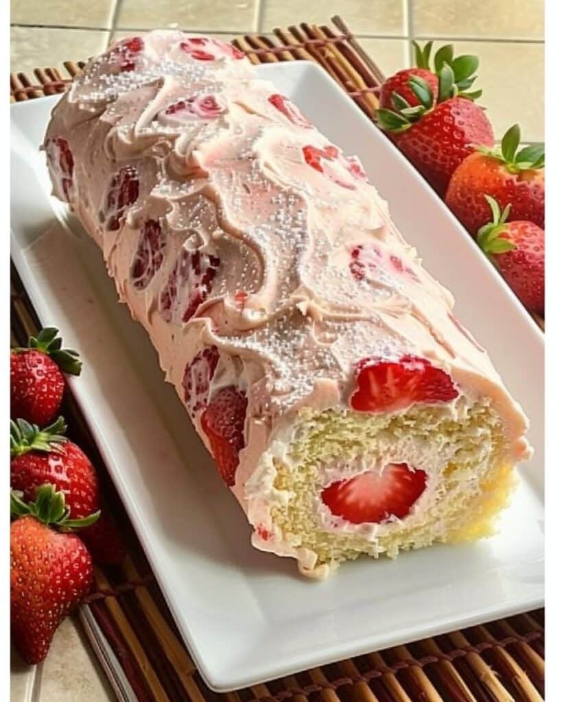 Strawberry Cake Roll and Strawberry Dessert