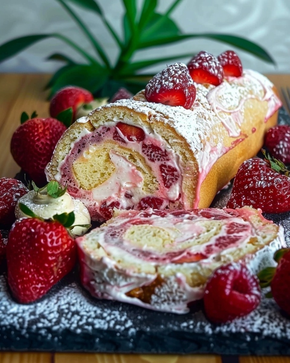 Strawberry Cake Roll and Strawberry Dessert