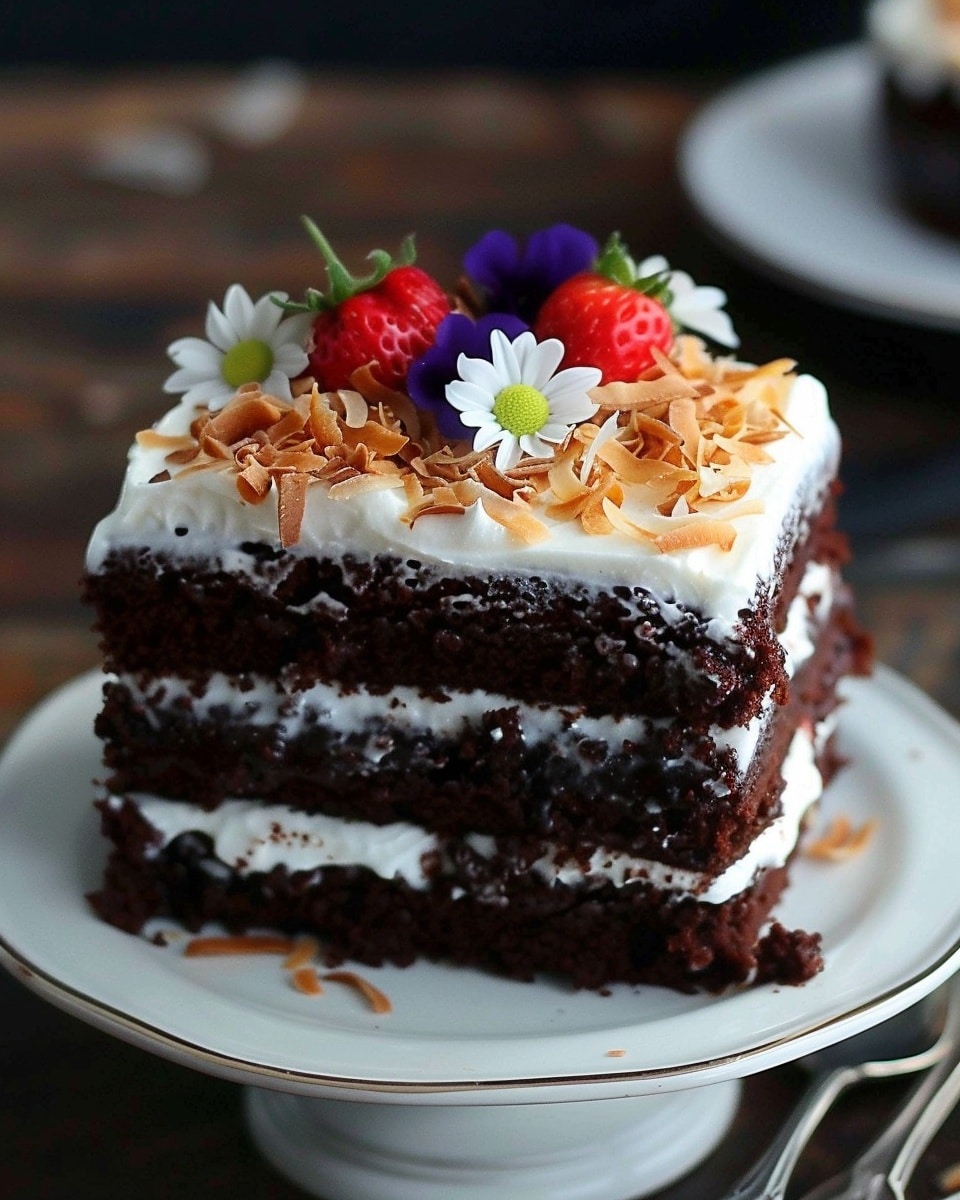 Summer Chocolate Cake with Coconut Whipped Frosting