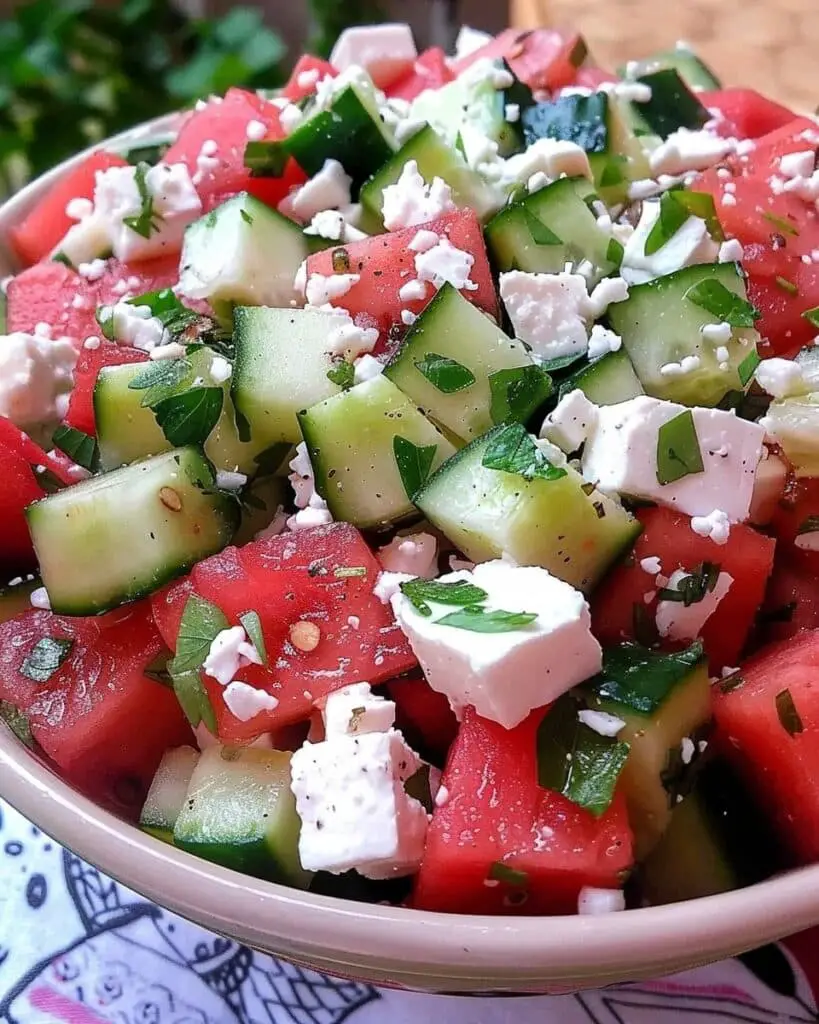 Watermelon Salad with Cucumber and Feta