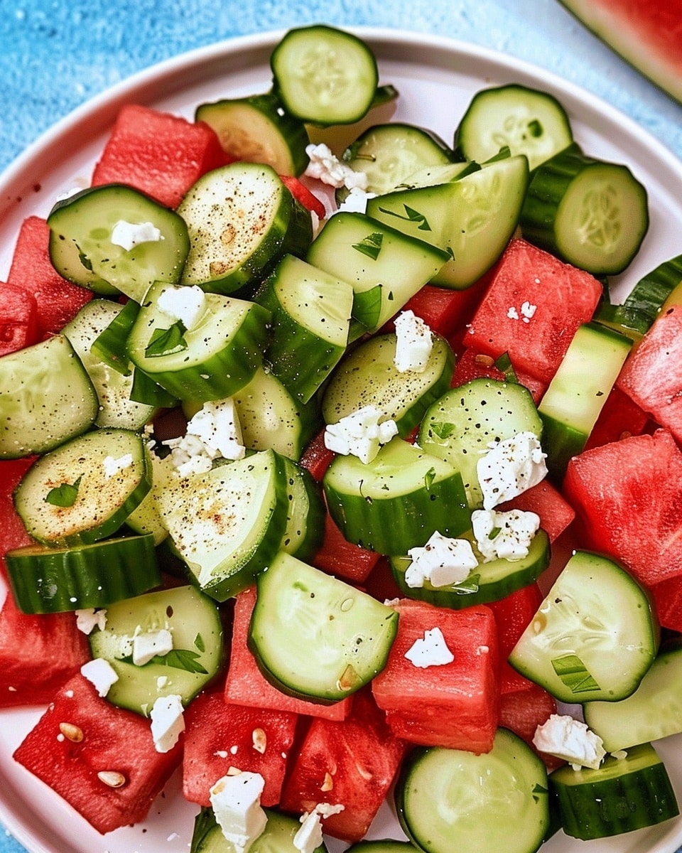 Watermelon Salad with Cucumber and Feta