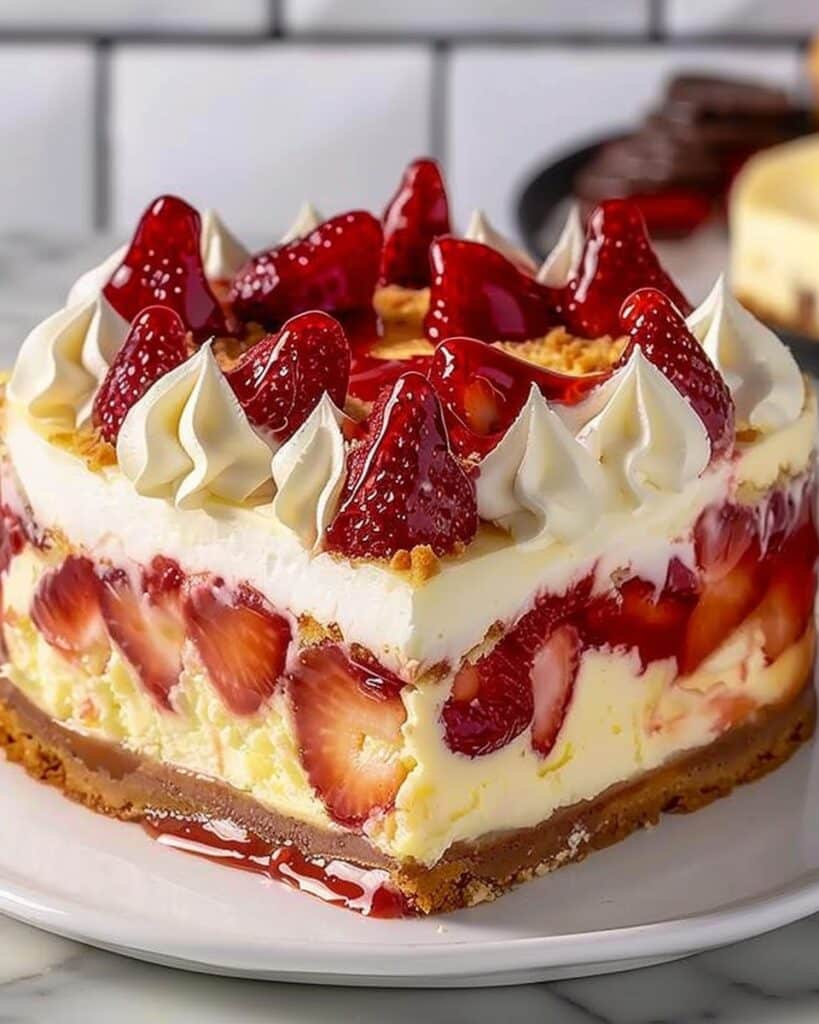 White Chocolate Strawberry Cheesecake