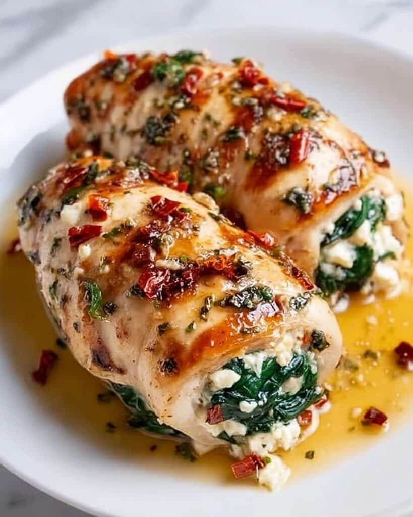 Spinach and Feta Chicken Rolls Recipe