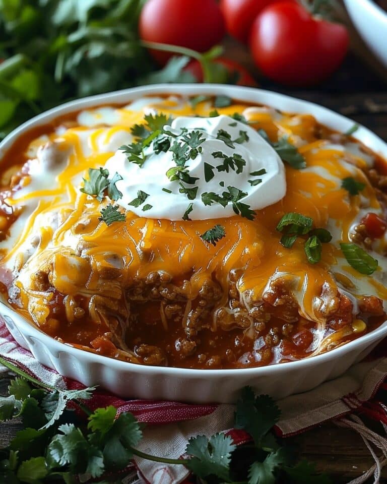 Baked Burrito Casserole with Beef, Beans, and Cheese