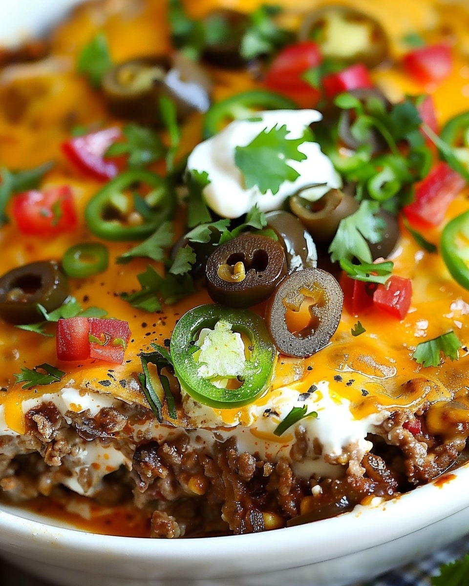 Baked Burrito Casserole with Beef, Beans, and Cheese