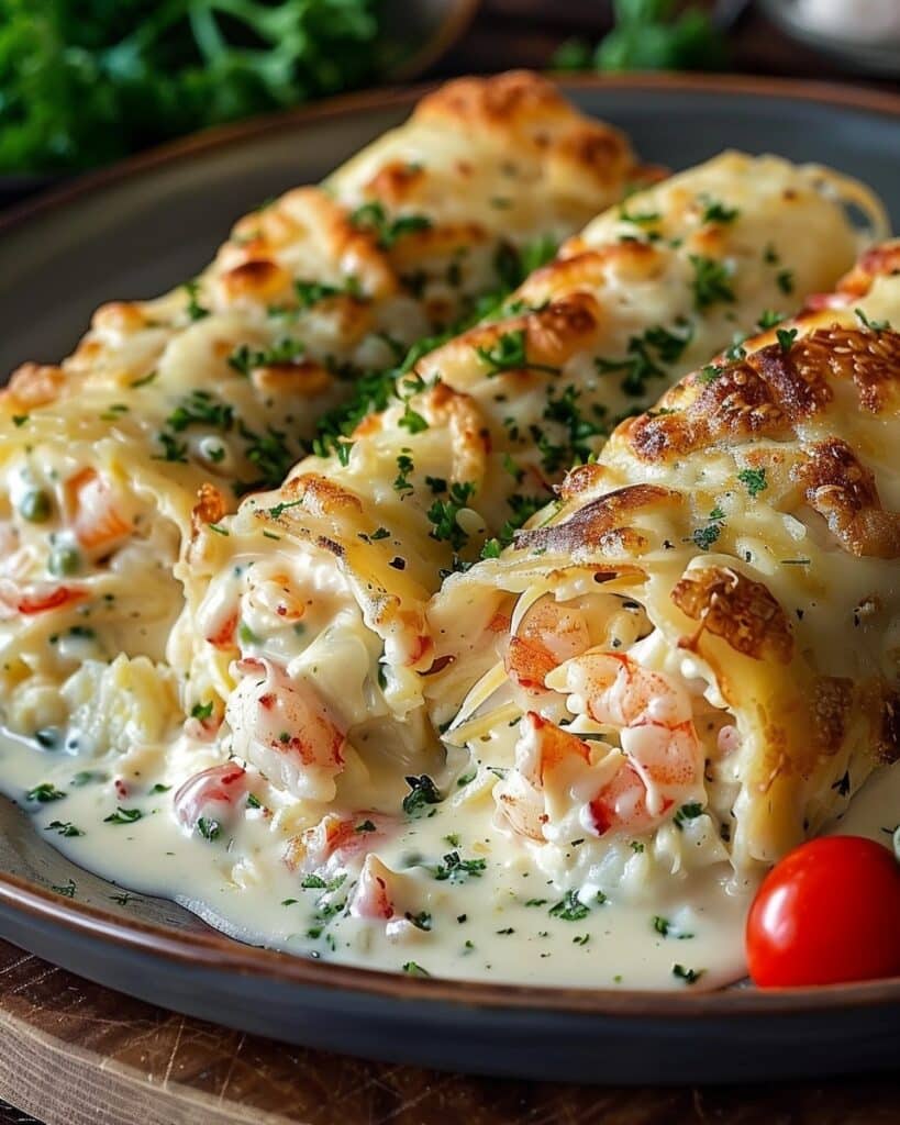 Cheesy Lobster Alfredo Roll-Ups
